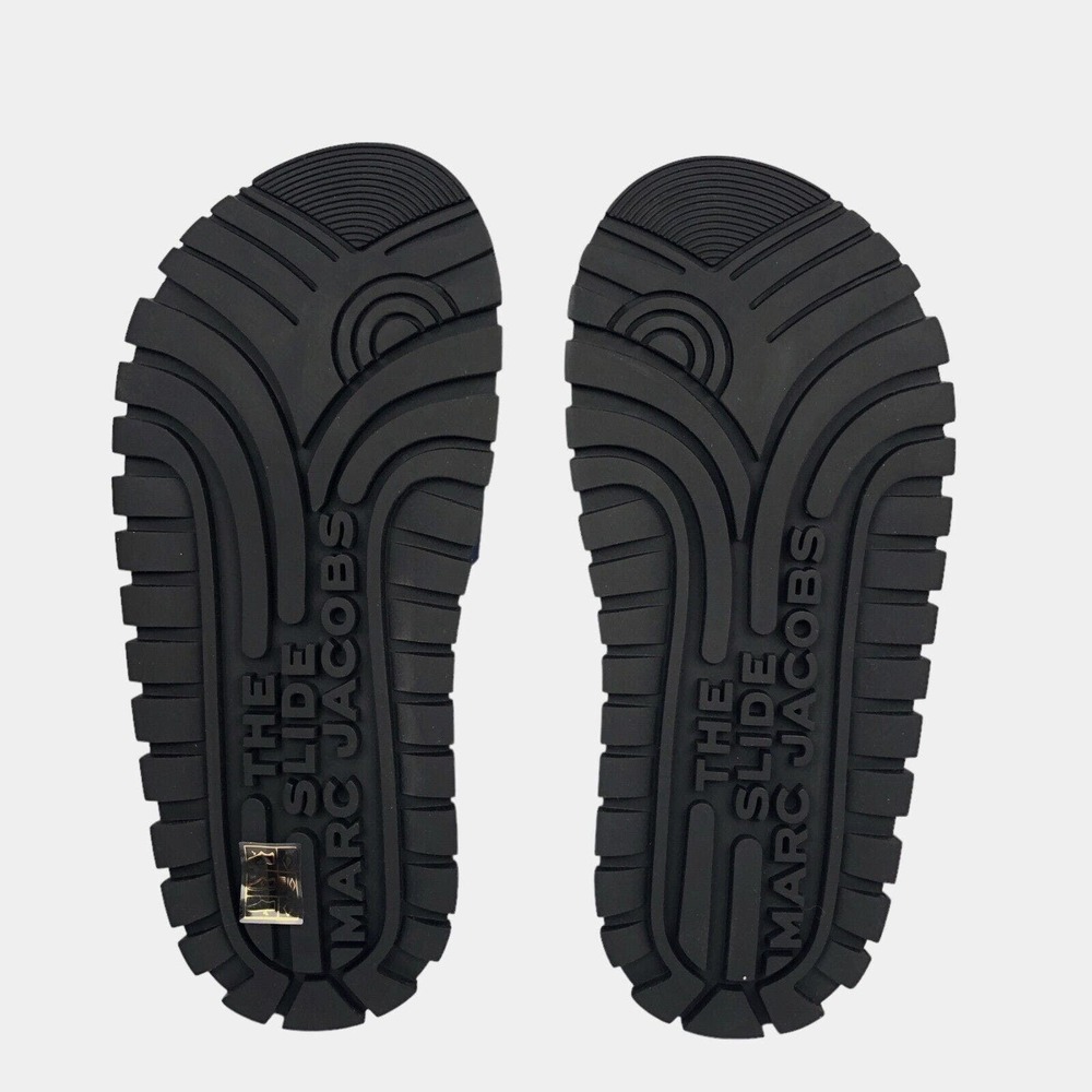 NEW Marc Jacobs Slides The Slide Sandals Logo Slip On Shoes Womens 8 / 38 Navy - Picture 5 of 9